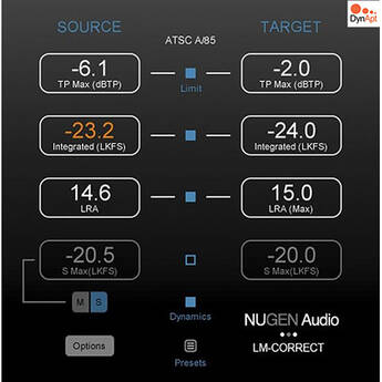 NuGen Audio LM-Correct 2 with DynApt Extension - Auto Loudness Compliant Audio Software (Download)