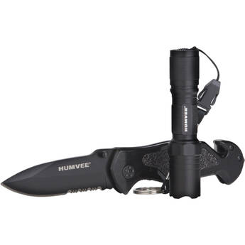 Humvee Emergency Rescue Folding Knife and LED Light Combo