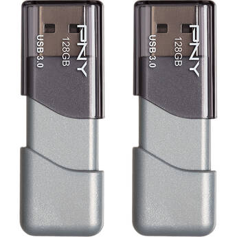 PNY 128GB Turbo Attaché 3 USB 3.0 Flash Drive (2-Pack, Gray)