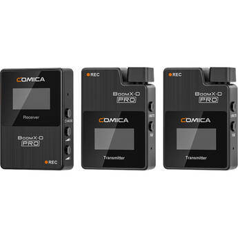 Comica Audio BoomX-D PRO D2 Ultracompact 2-Person Digital Wireless Microphone System/Recorder (2.4 GHz, Black)