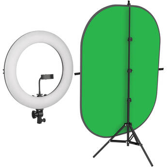 Angler Bi-Color Ring Light Kit with Background and Stand (18")