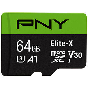 PNY 64GB Elite-X UHS-I microSDXC Memory Card with SD Adapter (3-Pack)