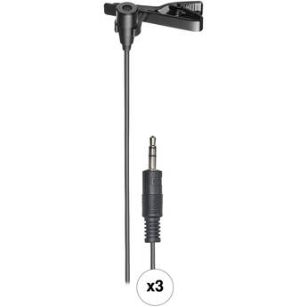 Audio-Technica ATR3350XiS Omnidirectional Condenser Lavalier Microphone for Smartphones (3-Pack)