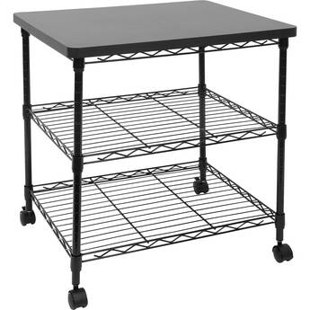 Mount-It! Three-Tier Large Printer Cart with Wheels (Black)