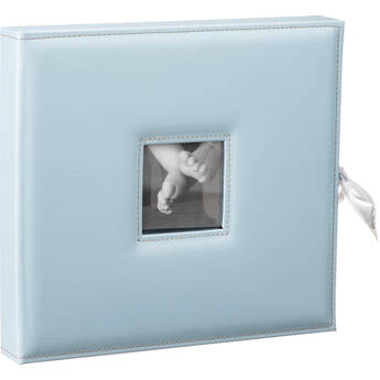 Pioneer Photo Albums SBX-12 Sewn Leatherette 3-Ring Frame Scrapbook Box with Ribbon Closure (Baby Blue)