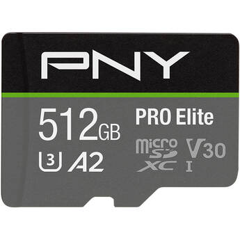 PNY 512GB PRO Elite UHS-I microSDXC Memory Card with SD Adapter