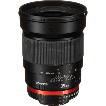 Rokinon 35mm f/1.4 AS UMC Lens for Nikon F (AE Chip)