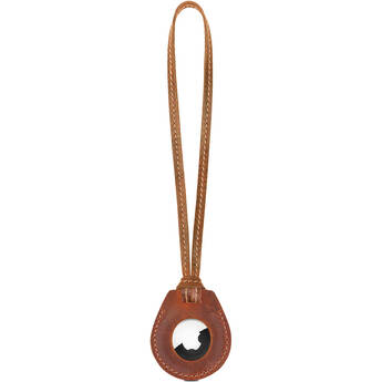Londo Genuine Leather AirTag Case with Neck Strap (Camel)