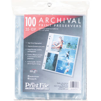 Print File 35-10P Archival Storage Page (3.5 x 5", 100-Pack)