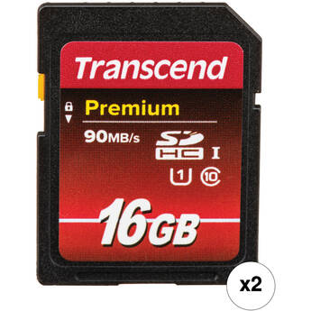 Transcend 16GB Premium UHS-I SDHC Memory Card (2-Pack)