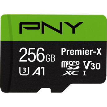 PNY 256GB Premier-X UHS-I microSDXC Memory Card with SD Adapter