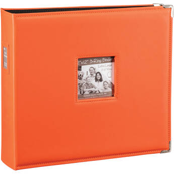 Pioneer Photo Albums T-12JF 12x12" 3-Ring Binder Sewn Leatherette Silver Tone Corner Scrapbook (Orange)