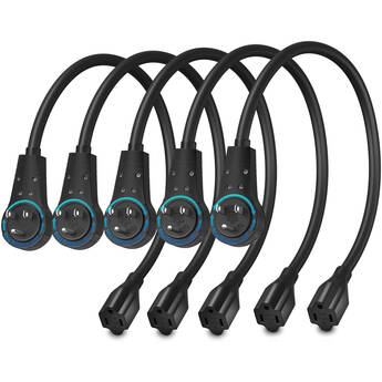 Maximm Cable Original Style 360° Rotating Flat Plug 6" Extension Cord (Black, 5-Pack)