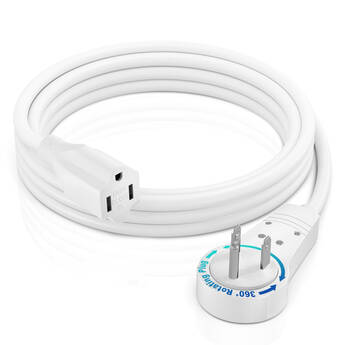 Maximm Cable 360° Rotating Flat Plug 14 AWG Extension Cord (6', White)