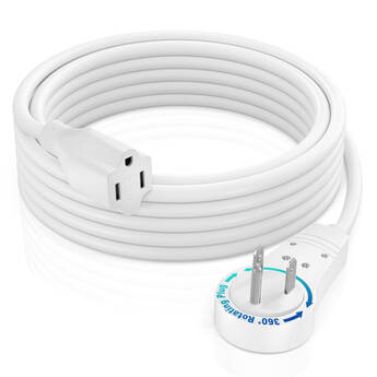 Maximm Cable 360° Rotating Flat Plug 16 AWG Extension Cord (10', White)