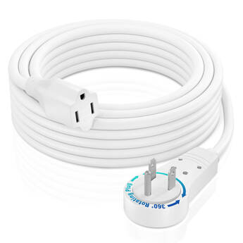 Maximm Cable 360° Rotating Flat Plug 16 AWG Extension Cord (15', White)