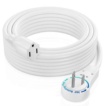 Maximm Cable 360° Rotating Flat Plug 16 AWG Extension Cord (25', White)