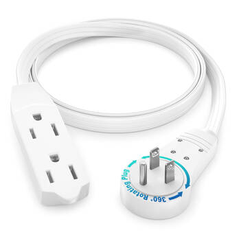 Maximm Cable Original Style 360° Rotating Flat Plug Extension Cord (2', White)