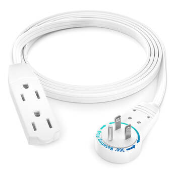 Maximm Cable Original Style 360° Rotating Flat Plug Extension Cord (4', White)