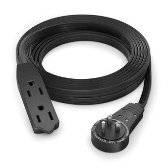 Maximm Cable Original Style 360° Rotating Flat Plug Extension Cord (12', Black)