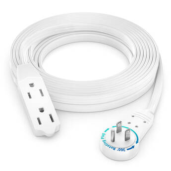 Maximm Cable Original Style 360° Rotating Flat Plug Extension Cord (15', White)