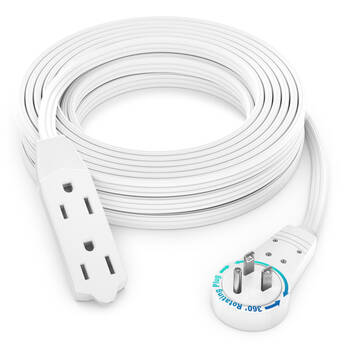 Maximm Cable Original Style 360° Rotating Flat Plug Extension Cord (20', White)