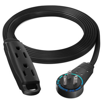 Maximm Cable 360° Rotating Flat Extension Cord (6', Black)