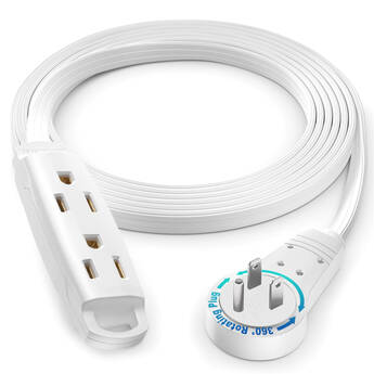 Maximm Cable 360° Rotating Flat Extension Cord (6', White)