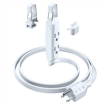 Maximm Cable Standard Plug Extension Cord with Hook System (1', White)