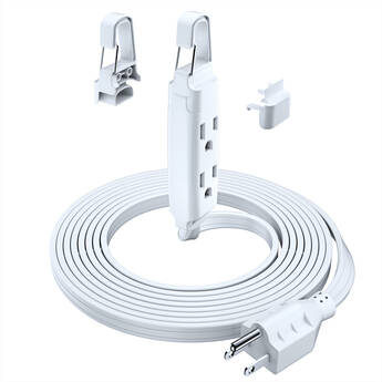 Maximm Cable Standard Plug Extension Cord with Hook System (12', White)