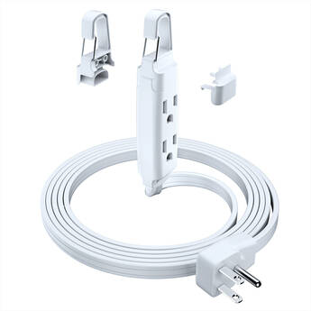 Maximm Cable Flat Plug Extension Cord with Hook System (6', White)