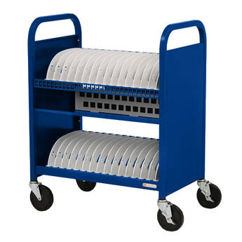 Bretford 30-Device CUBE Transport Cart (90° AC Outlet, Royal Blue)