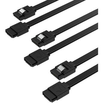 Sabrent 1.7' SATA III Data Cable with Locking Latch 3-Pack (Straight, Black)