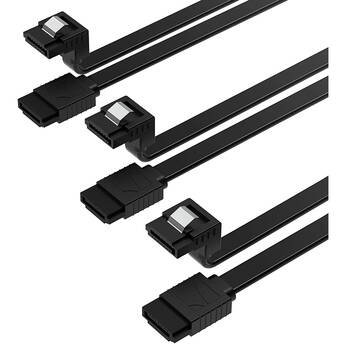 Sabrent 1.7' SATA III Data Cable with Locking Latch 3-Pack (Right Angle, Black)