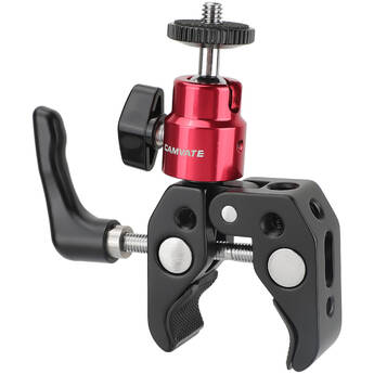 CAMVATE Universal Super Crab Gripper Clamp with Knob and Red 1/4"-20 Ball Adapter