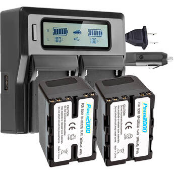 Power2000 ACD801 41Wh Batteries (2-Pack) and Dual-Bay Charger