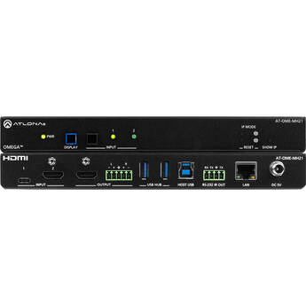 Atlona 4K Two-Input Switcher for HDMI and USB-C with USB Hub & Device Charging