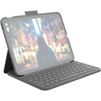 Logitech Slim Folio Protective Bluetooth Keyboard Case for 11" iPad A16 & 10.9" iPad 10th Gen (Oxford Gray)