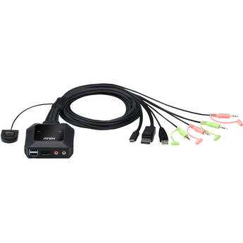 ATEN 2-Port USB-C DisplayPort Hybrid Cable KVM Switch