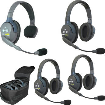 Eartec UltraLITE 4-Person Full-Duplex Wireless Intercom with 1 Single-Ear & 3 Dual-Ear Headsets (1.9 GHz, USA)