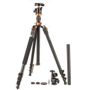 K&F Concept Magnesium Alloy Travel Tripod with Rotating Lateral Multi-Angle Center Column, Ball Head and Monopod Kit