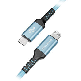 Tera Grand C94 MFi Certified USB-C to Lightning Braided Cable (6', Blue)