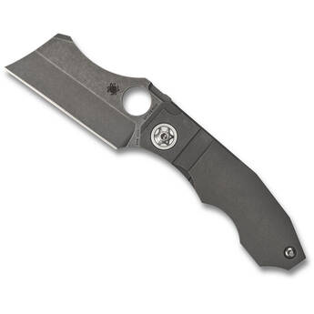 Spyderco Stovepipe Folding Knife (Stonewashed Cleaver Blade, Titanium Handle)