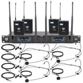 Nady D-450-LT-HM10 Four-Person Digital Wireless System with Black Lavalier & Black Headset Mics (515 to 598 MHz)