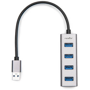 Rocstor Portable 4-Port USB-A Hub (Silver)