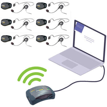Eartec HUB with Global Connect 6-Person Full-Duplex Wireless Intercom over IP with 6 Cyber Headsets (1.9 GHz)
