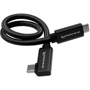 Kondor Blue USB-C 3.2 Gen 2 Straight to Right-Angle Cable (12", Raven Black)