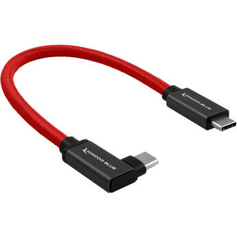Kondor Blue USB-C 3.2 Gen 2 Straight to Right-Angle Cable (8.5", Cardinal Red)