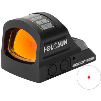 Holosun HS407C Micro Reflex Sight with Solar Failsafe (2 MOA Red Dot Reticle)