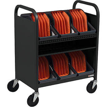Bretford CUBE Transport Cart with Caddies (90° AC Outlets, Maroon)